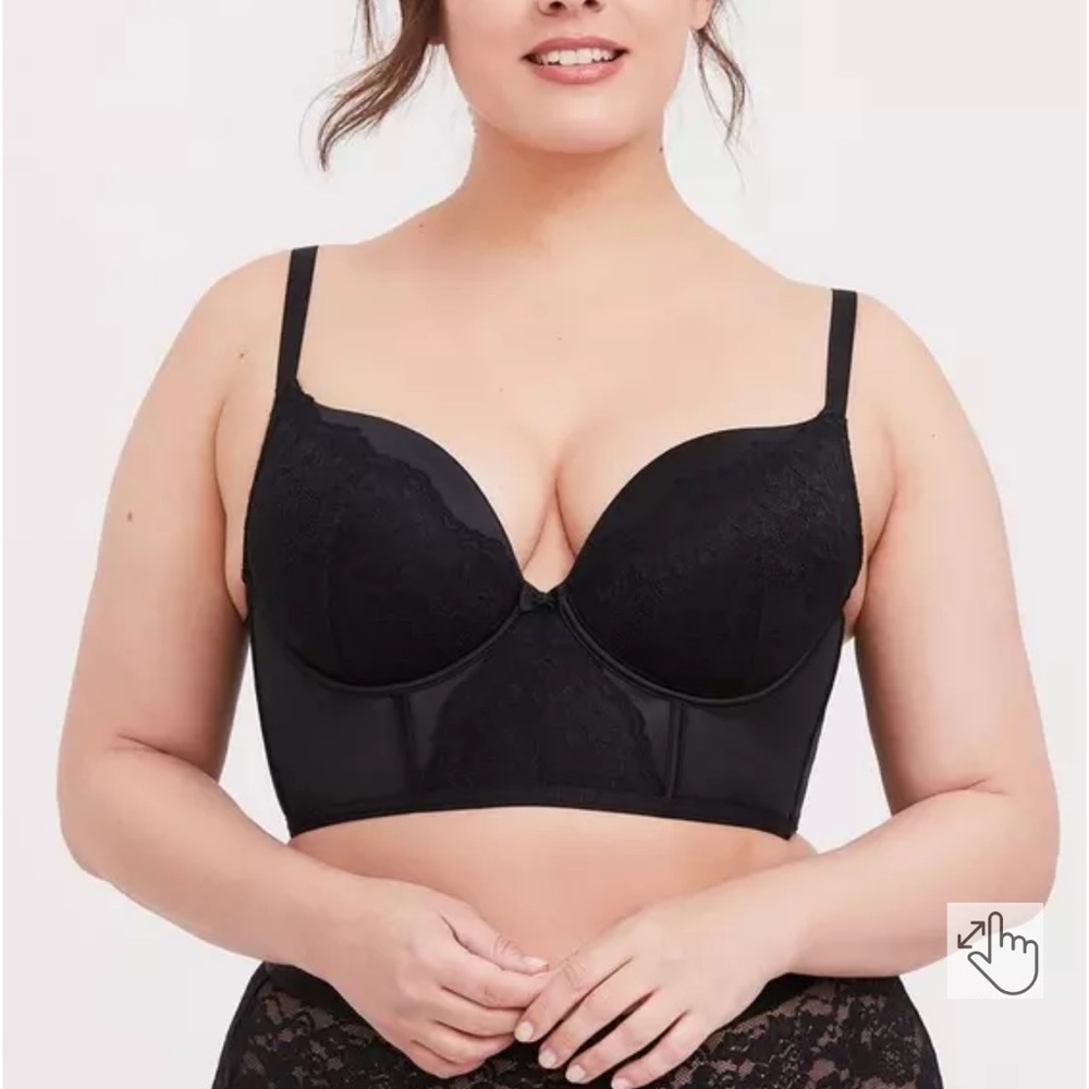 Torrid Black Longline Underwire Lace Bra 42DD new w/o tags